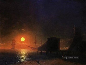 Luz de luna en Feodosia 1852 Romántico Ivan Aivazovsky Ruso Pinturas al óleo